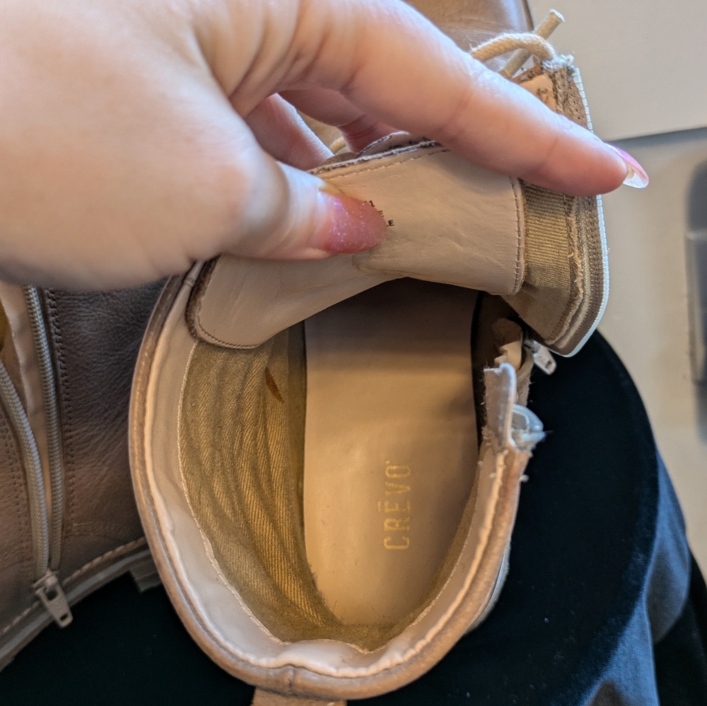 Crèvo Freya Beige Leather Boots Size 9 - Picture 9 of 9